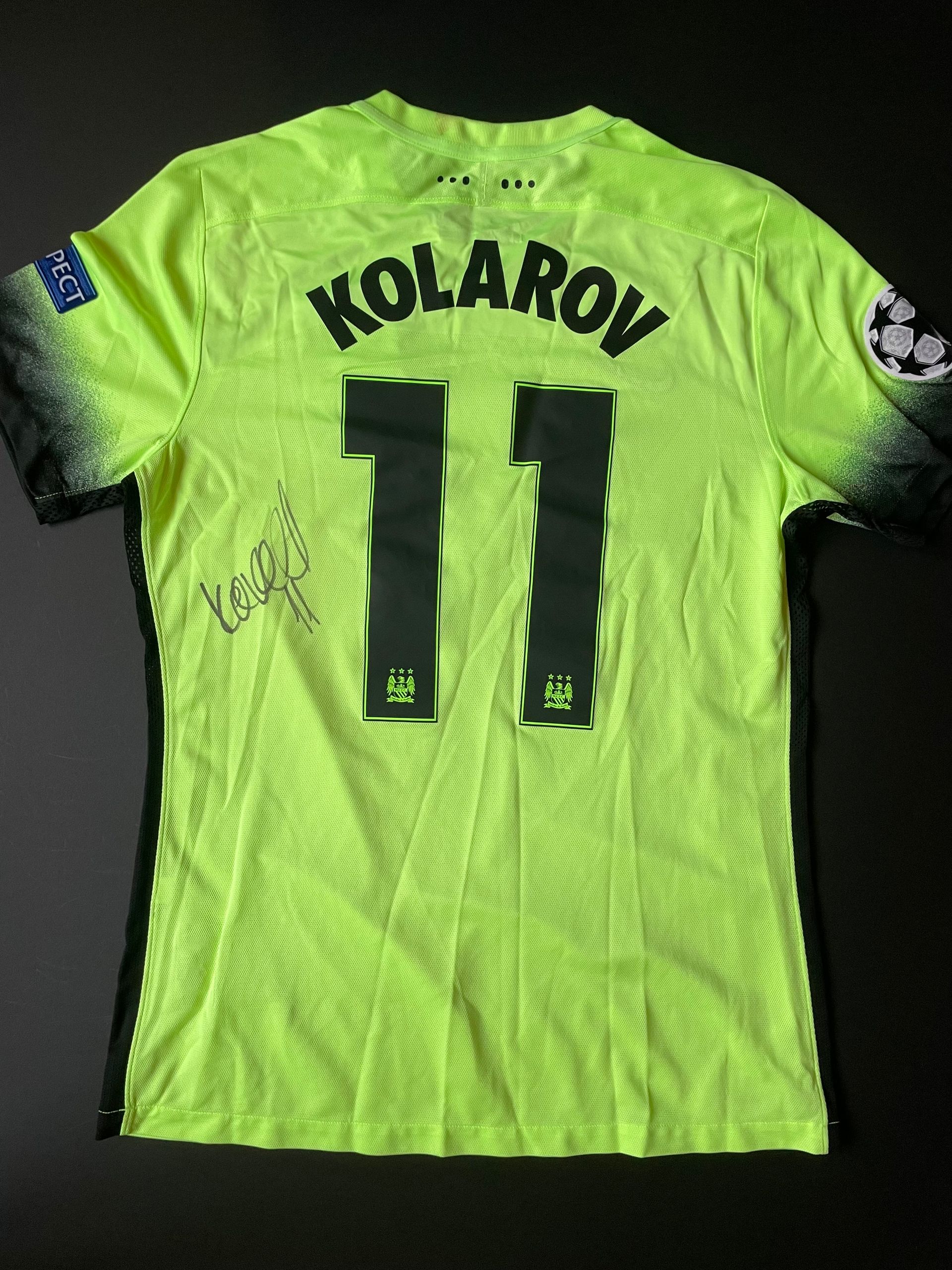Aleksandar Kolarov Match Issue and Signed Manchester City Season 2015-16 Third Kit
