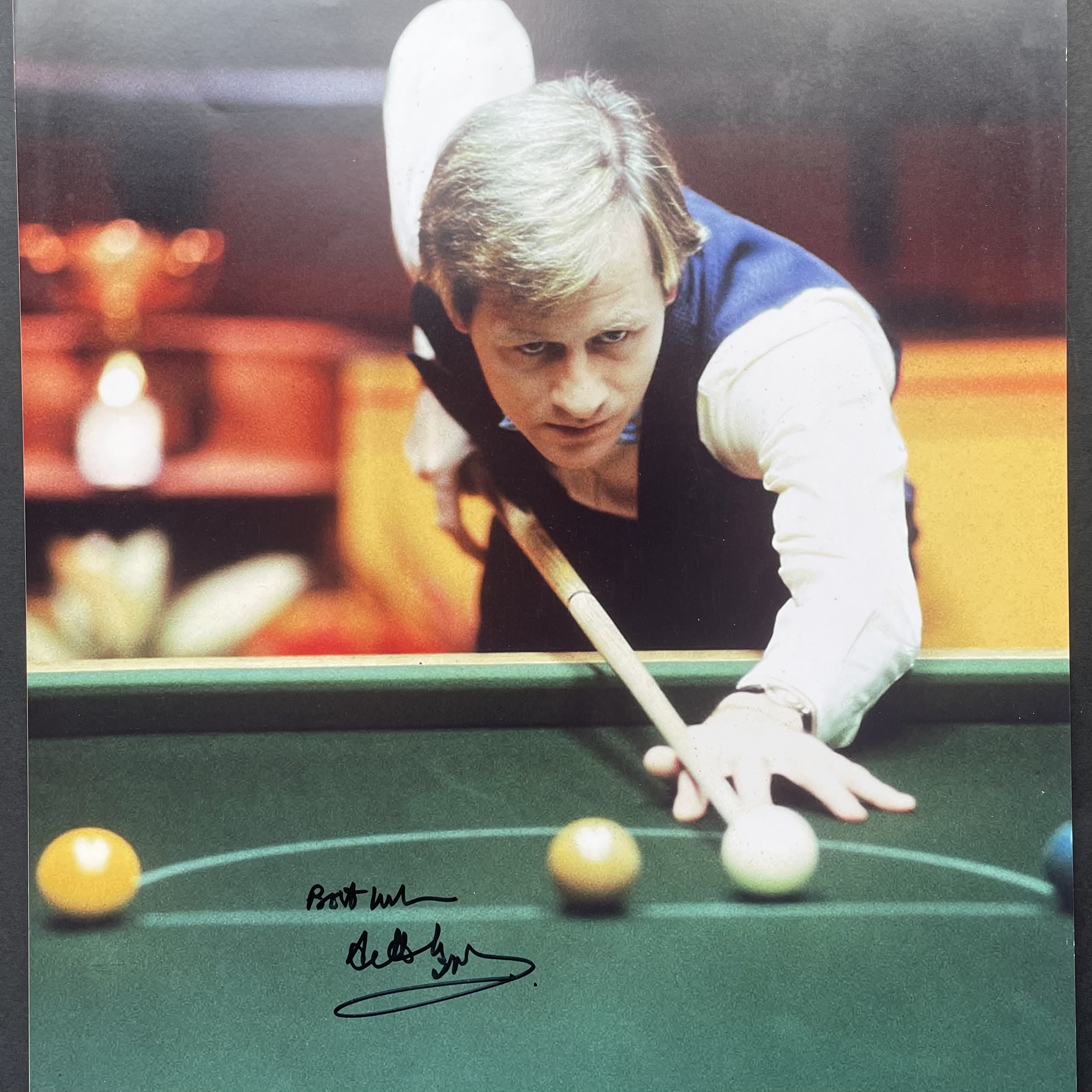 Alex Higgins Signed Snooker Photograph – With COA
