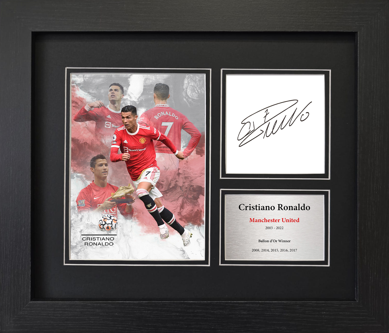 Cristiano Ronaldo Manchester United Framed Reproduction Signature Display