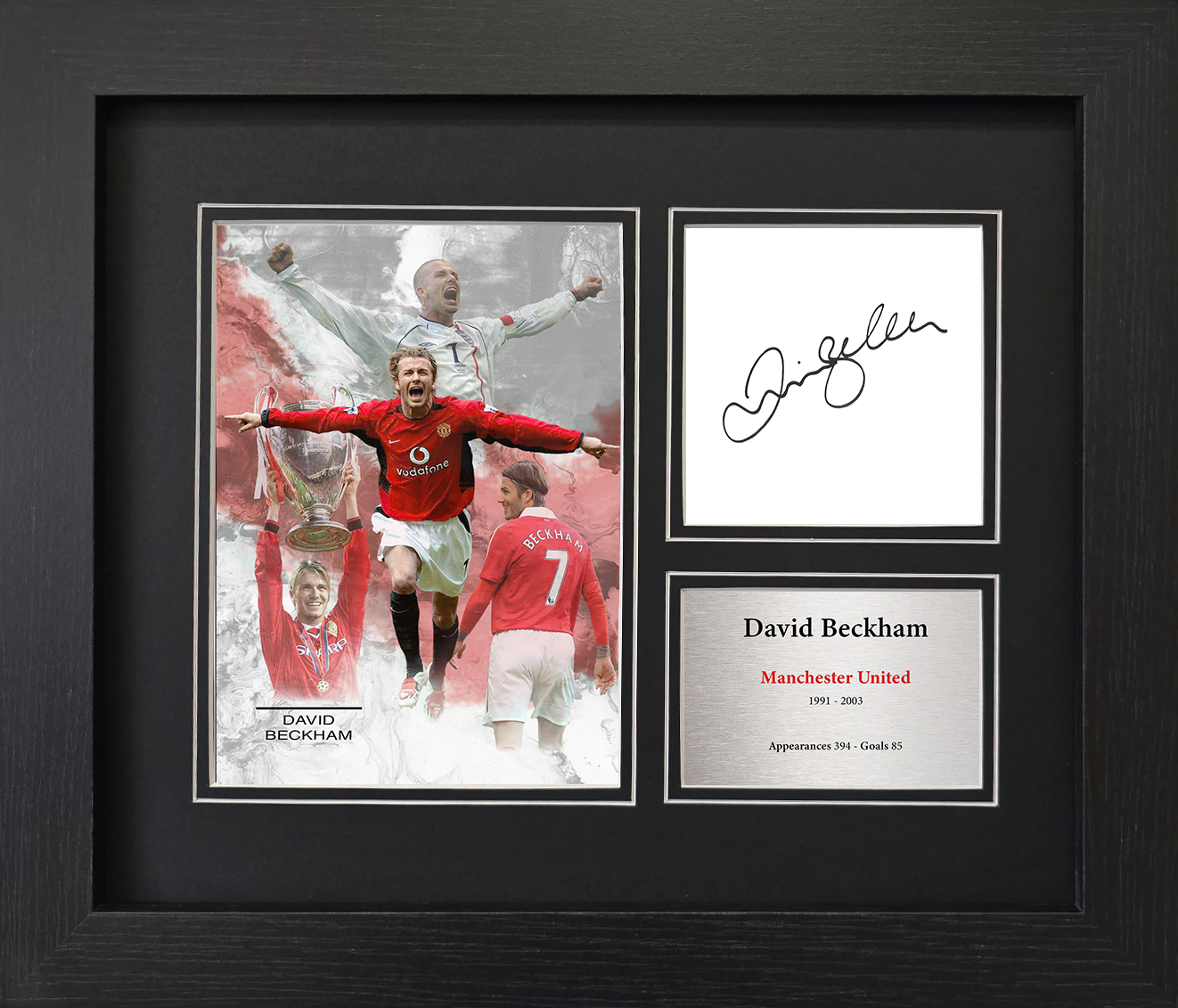 David Beckham Manchester United Framed Reproduction Signature Display