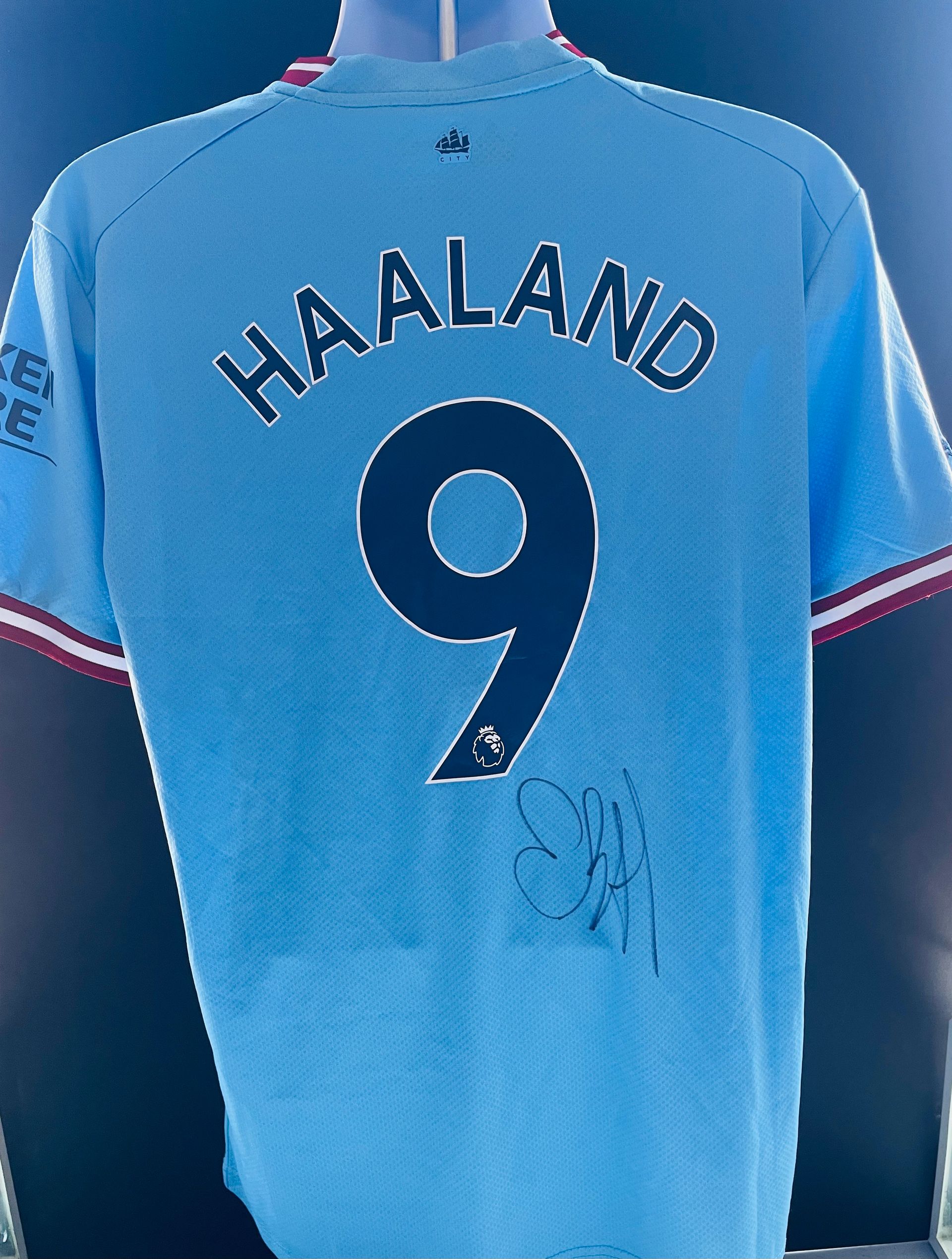 Erling Haaland Hand Signed Manchester City 2022-23 Treble Season Shirt.