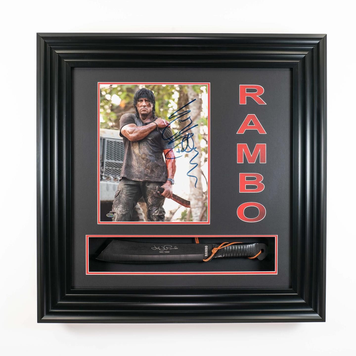 Sylvester Stallone Signed Rambo Photograph & Replica Machete