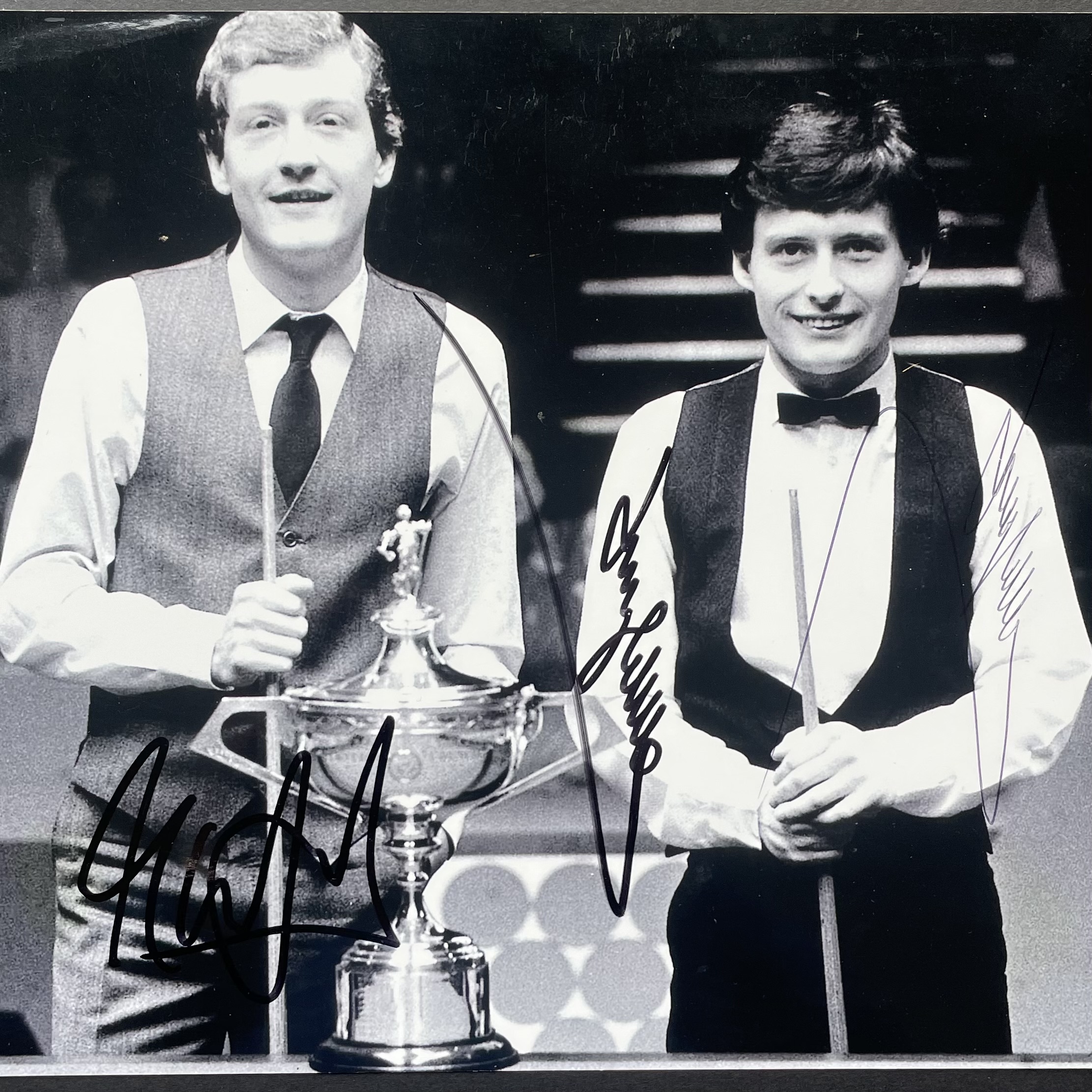 Jimmy White & Steve Davis Dual-Signed Snooker Photograph – With COA