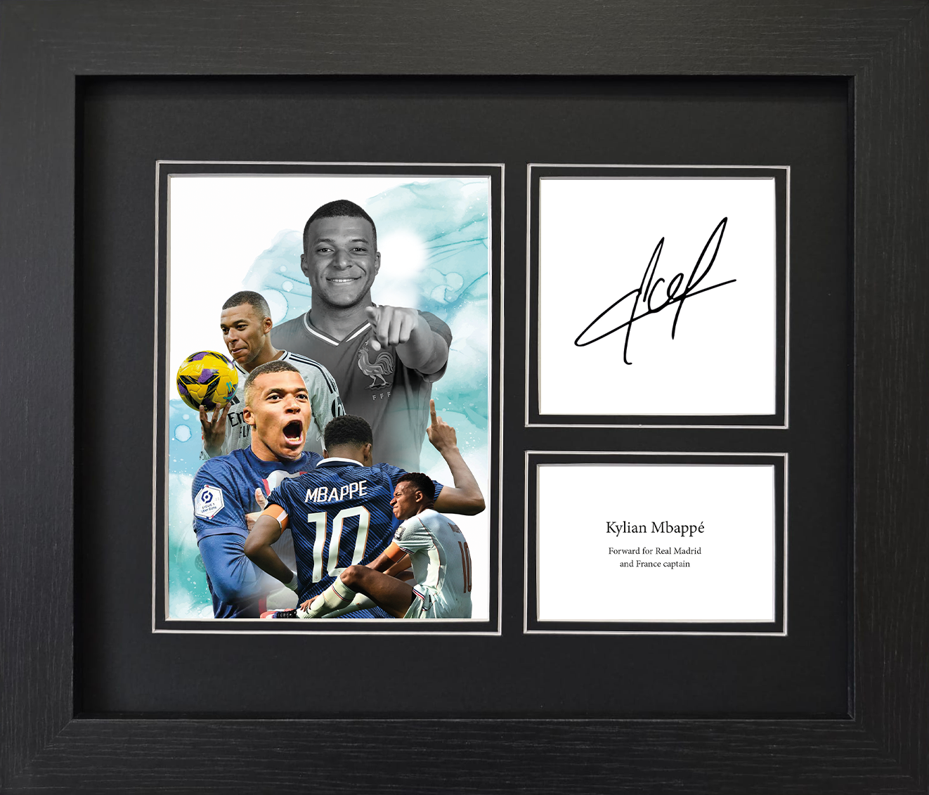 Kylian Mbappé Framed Reproduction Signature Display – Real Madrid & France Football Memorabilia