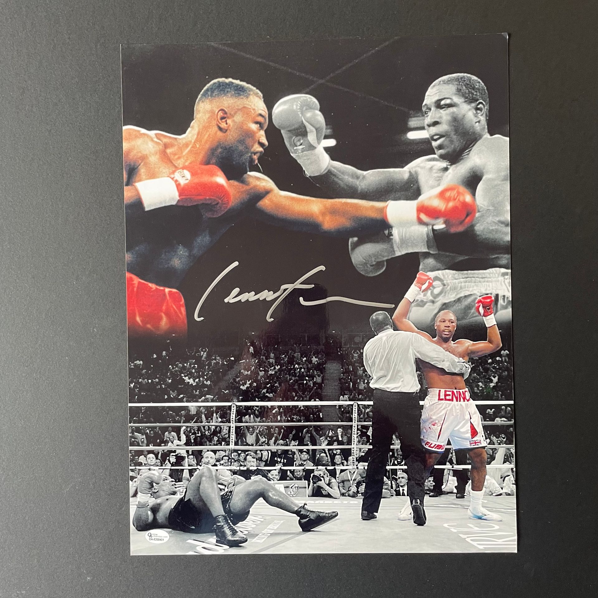 Boxing montage poster with two fighters trading punches in a ring, in black, white, and orange-red tones