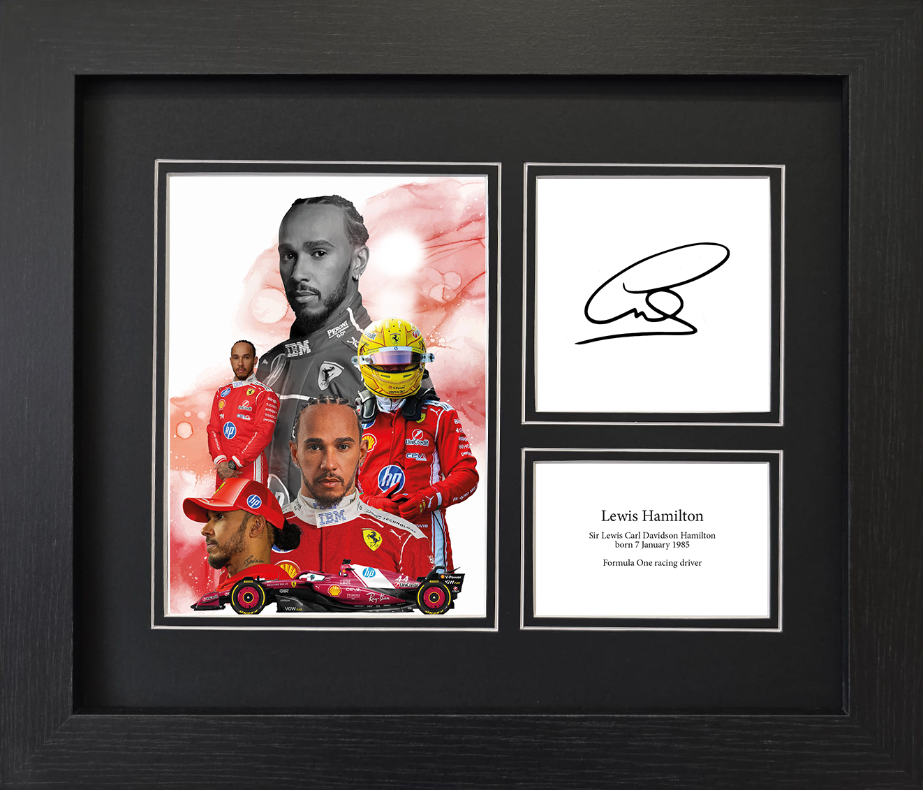 Lewis Hamilton Ferrari F1 Framed Reproduction Signature Display Memorabilia