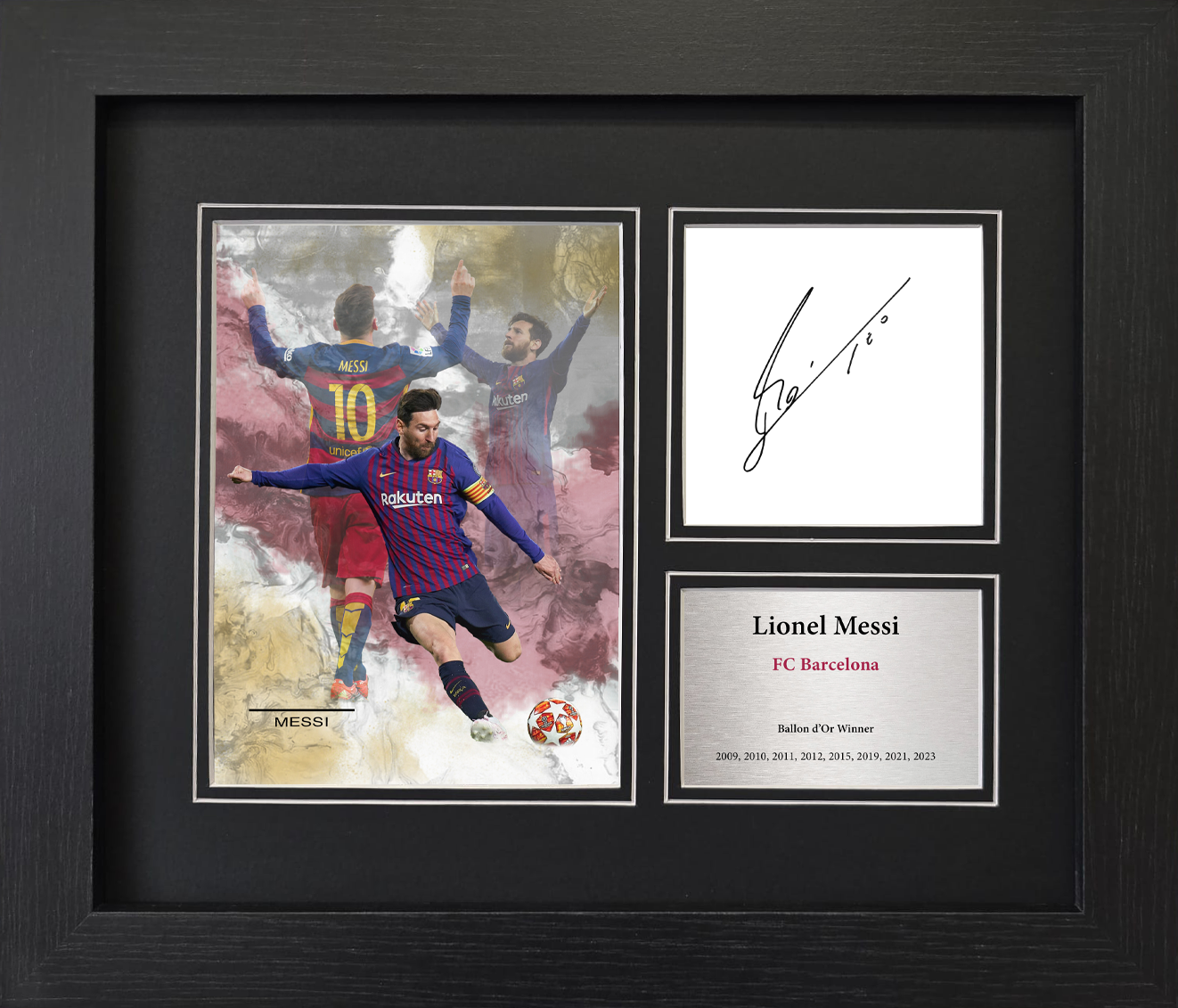 Lionel Messi Barcelona Framed Reproduction Signature Display