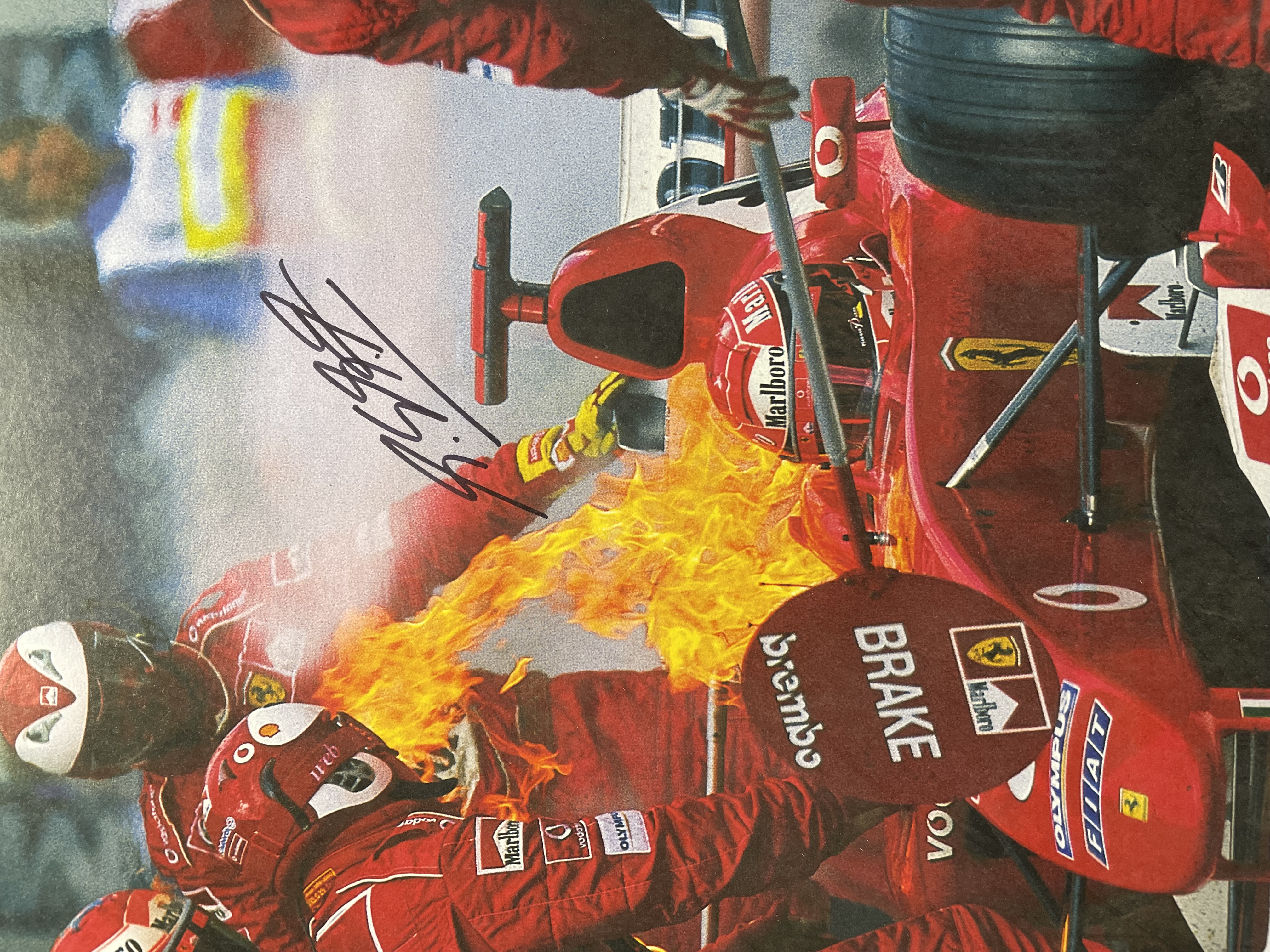Michael Schumacher Signed Ferrari Pit Stop Photograph (With COA)