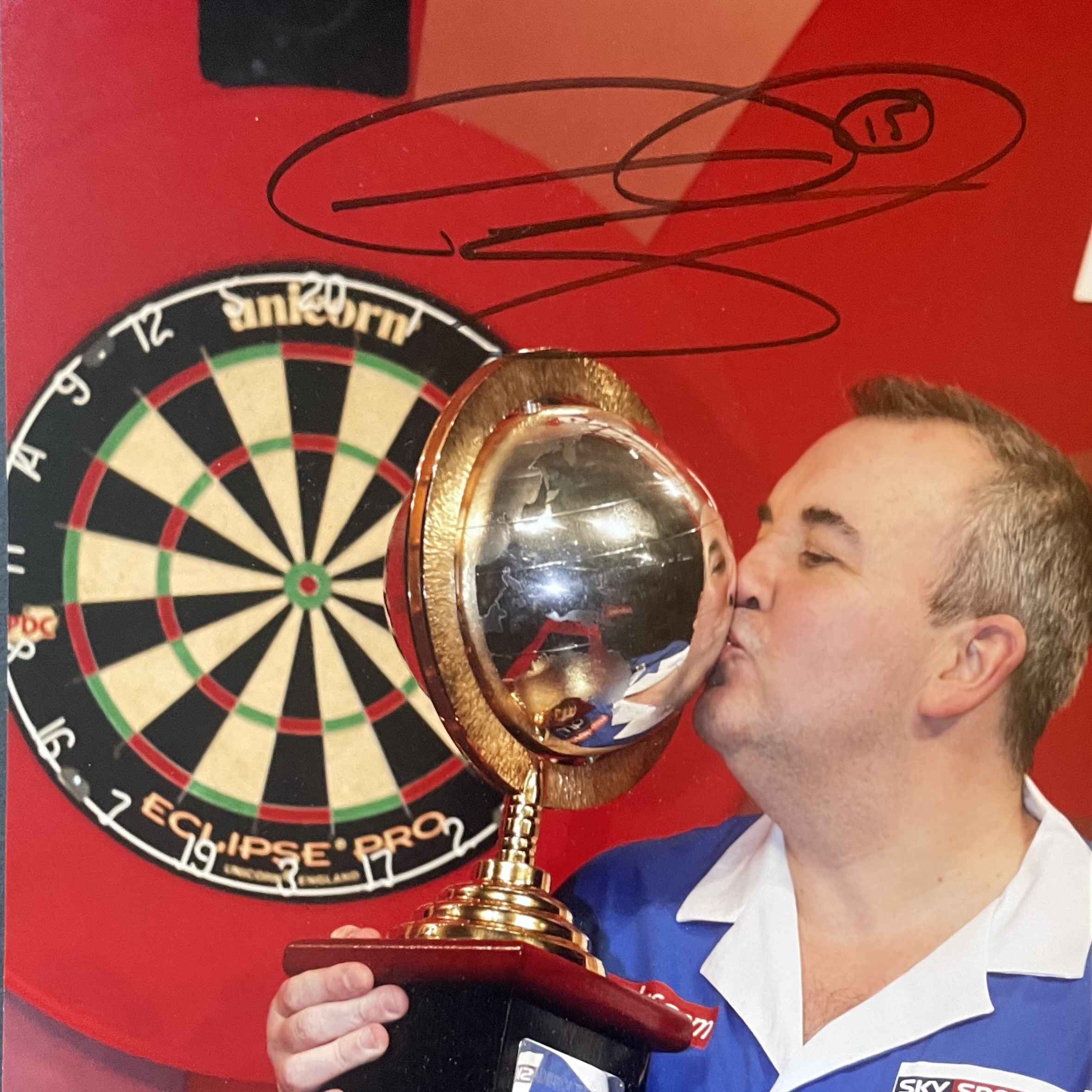 Phil Taylor Signed Darts World Championship Photograph – With COA