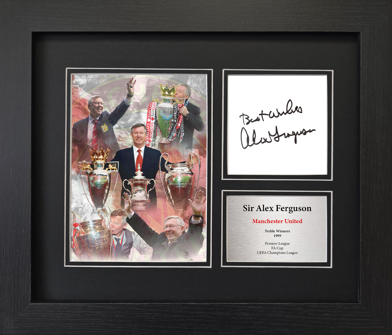 Sir Alex Ferguson Manchester United Treble Framed Reproduction