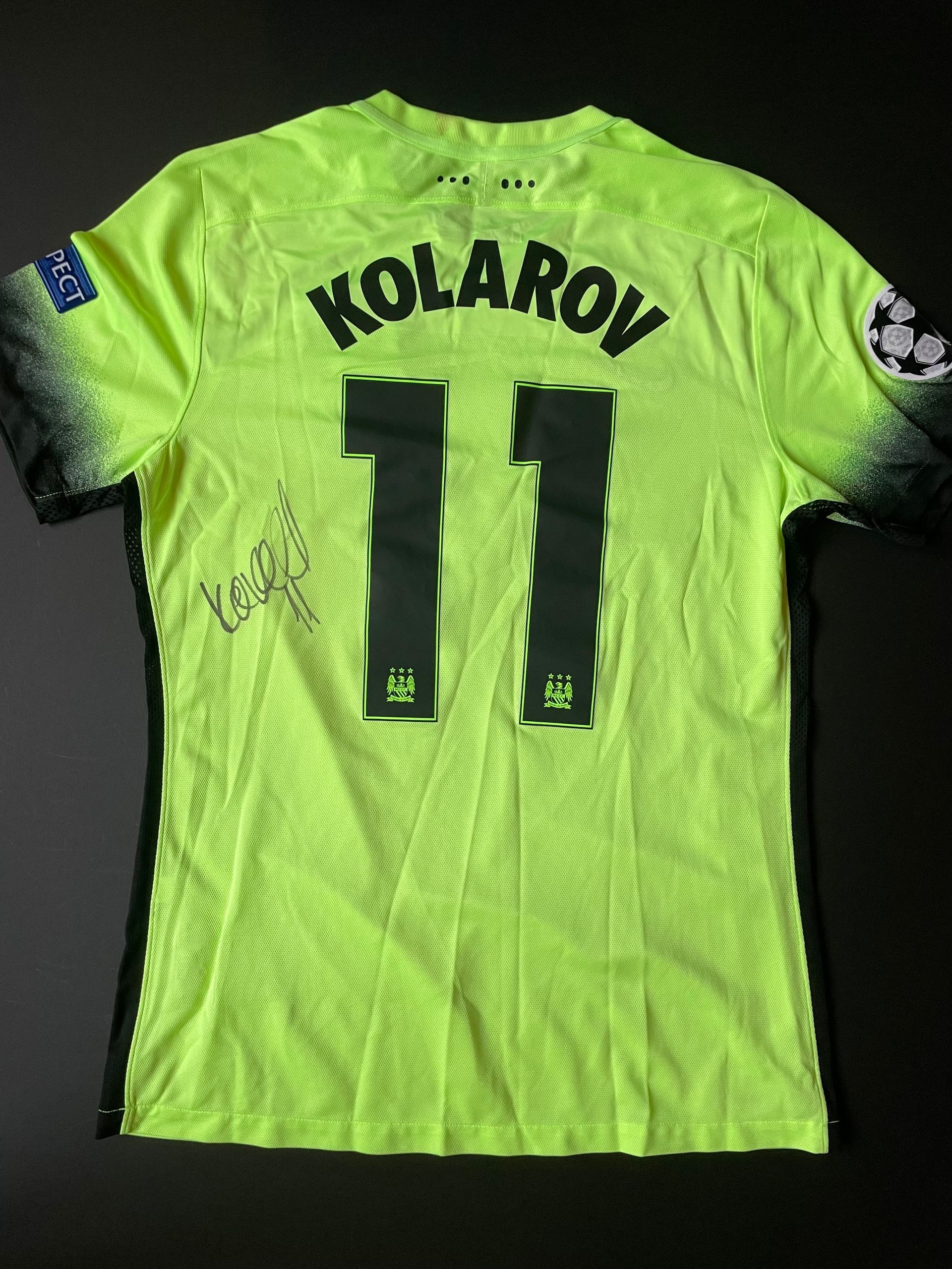 Aleksandar Kolarov Match Issue and Signed Manchester City Season 2015-16 Third Kit