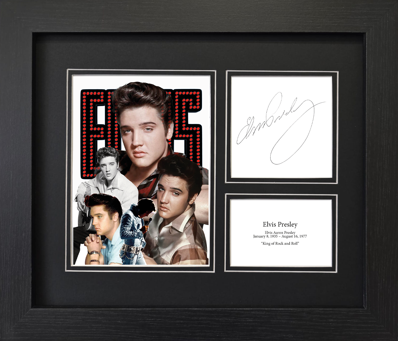 Elvis Presley Framed Reproduction Signature Display – King of Rock and Roll Memorabilia