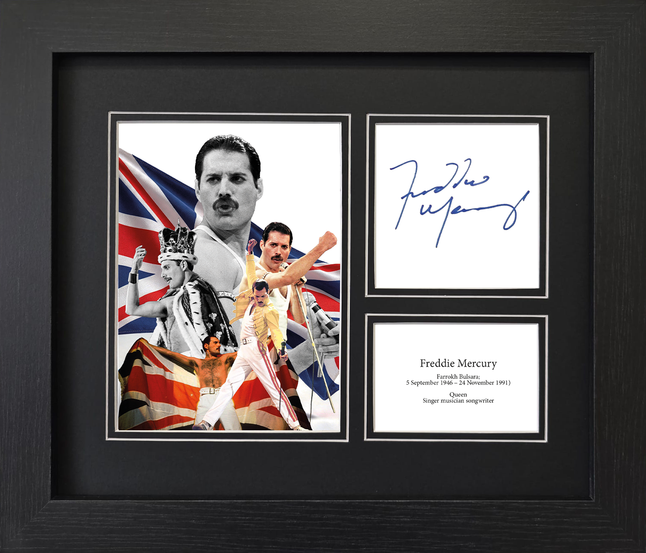Freddie Mercury Framed Reproduction Signature Display – Queen Music Memorabilia