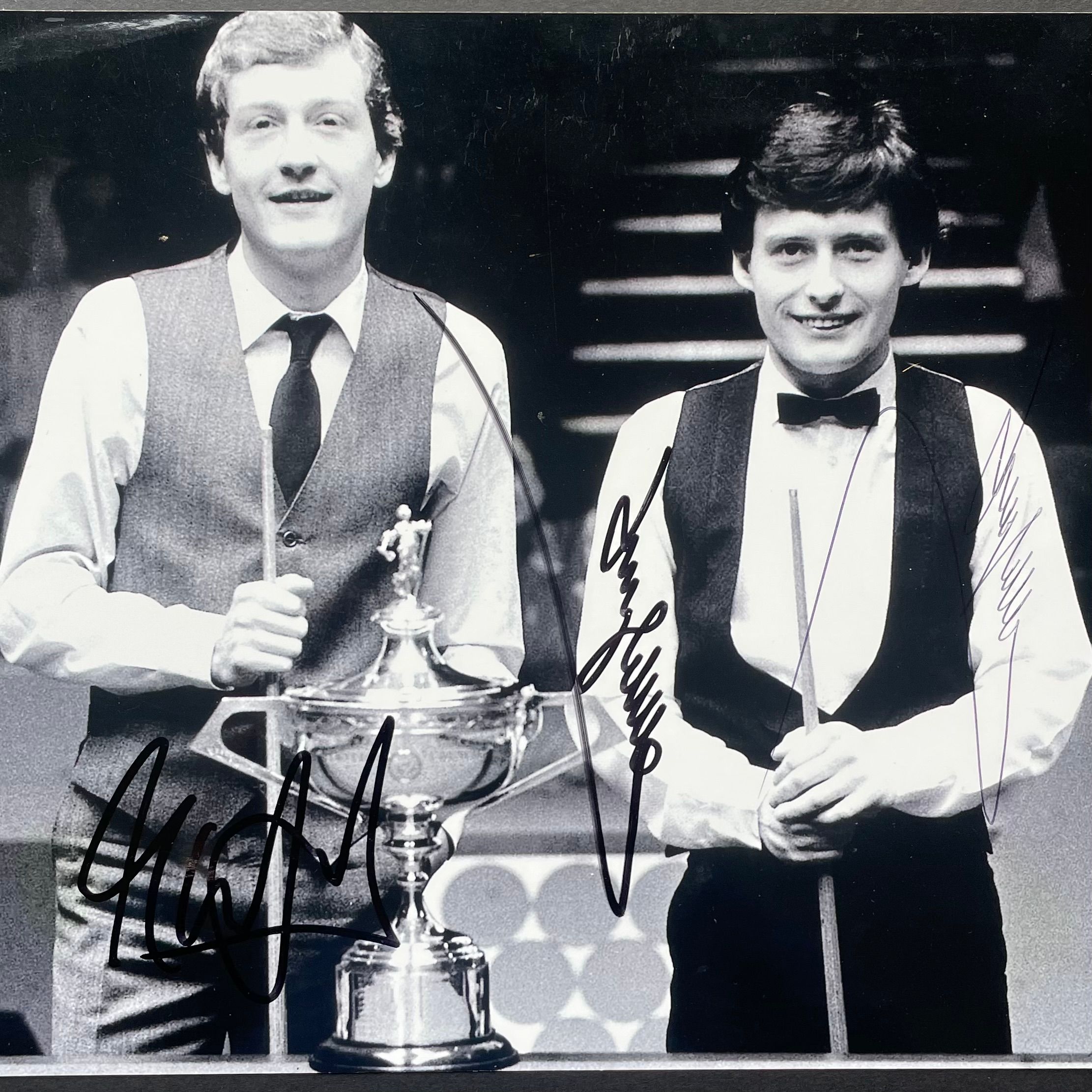 Jimmy White & Steve Davis Dual-Signed Snooker Photograph – With COA