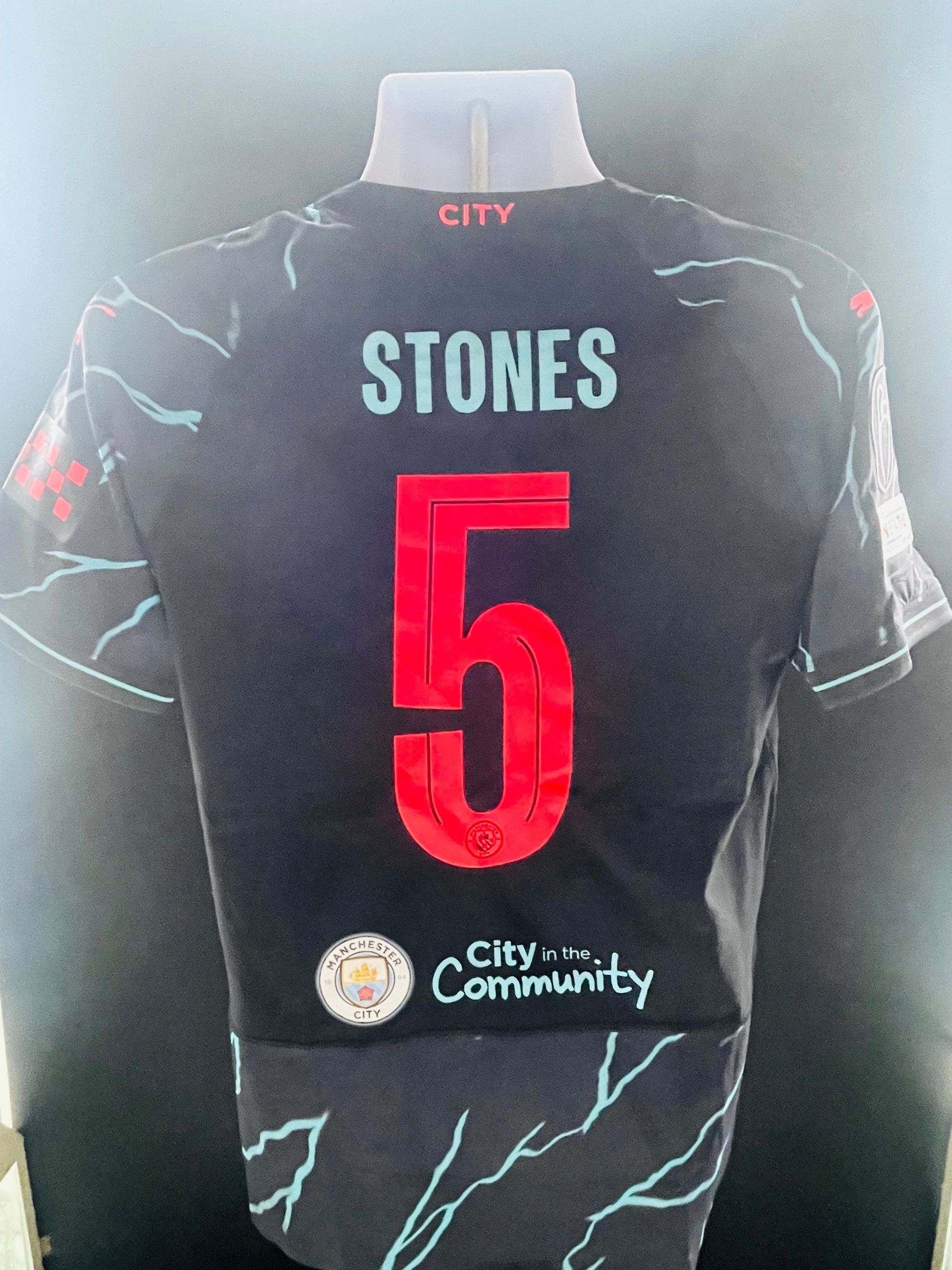 John Stones Manchester City Player Issue UEFA Champions League Shirt 2023-24 season