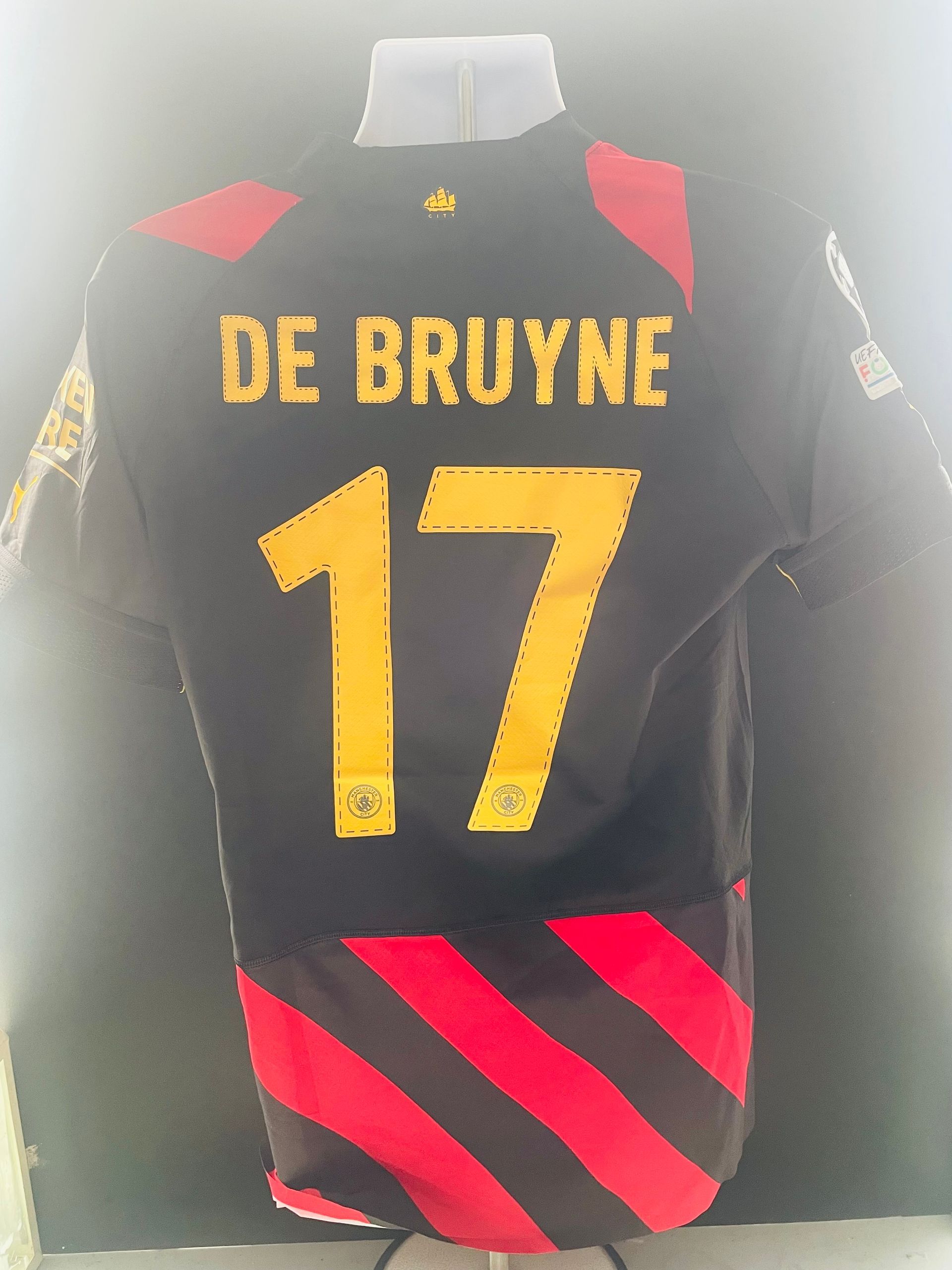 Kevin De Bruyne Manchester City 2023-24 Champions League Away Player-Issue Shirt