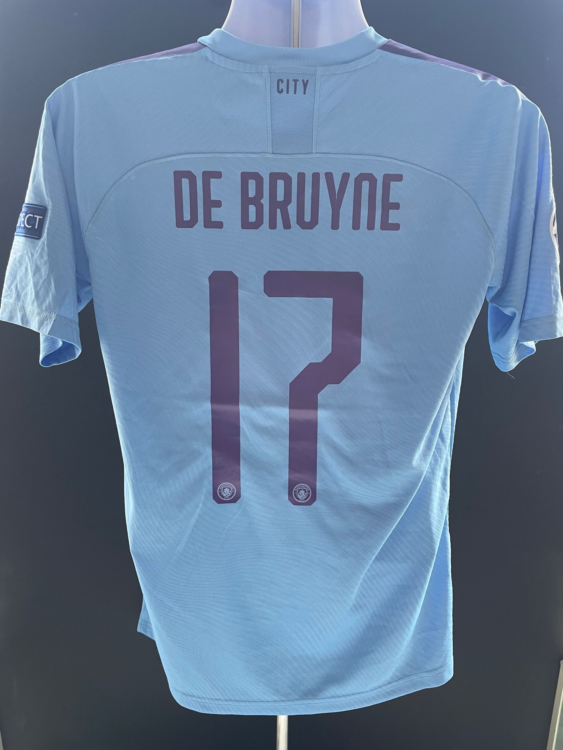 Kevin De Bruyne Manchester City  Match-Issue Home Shirt from the 2019-20 Season