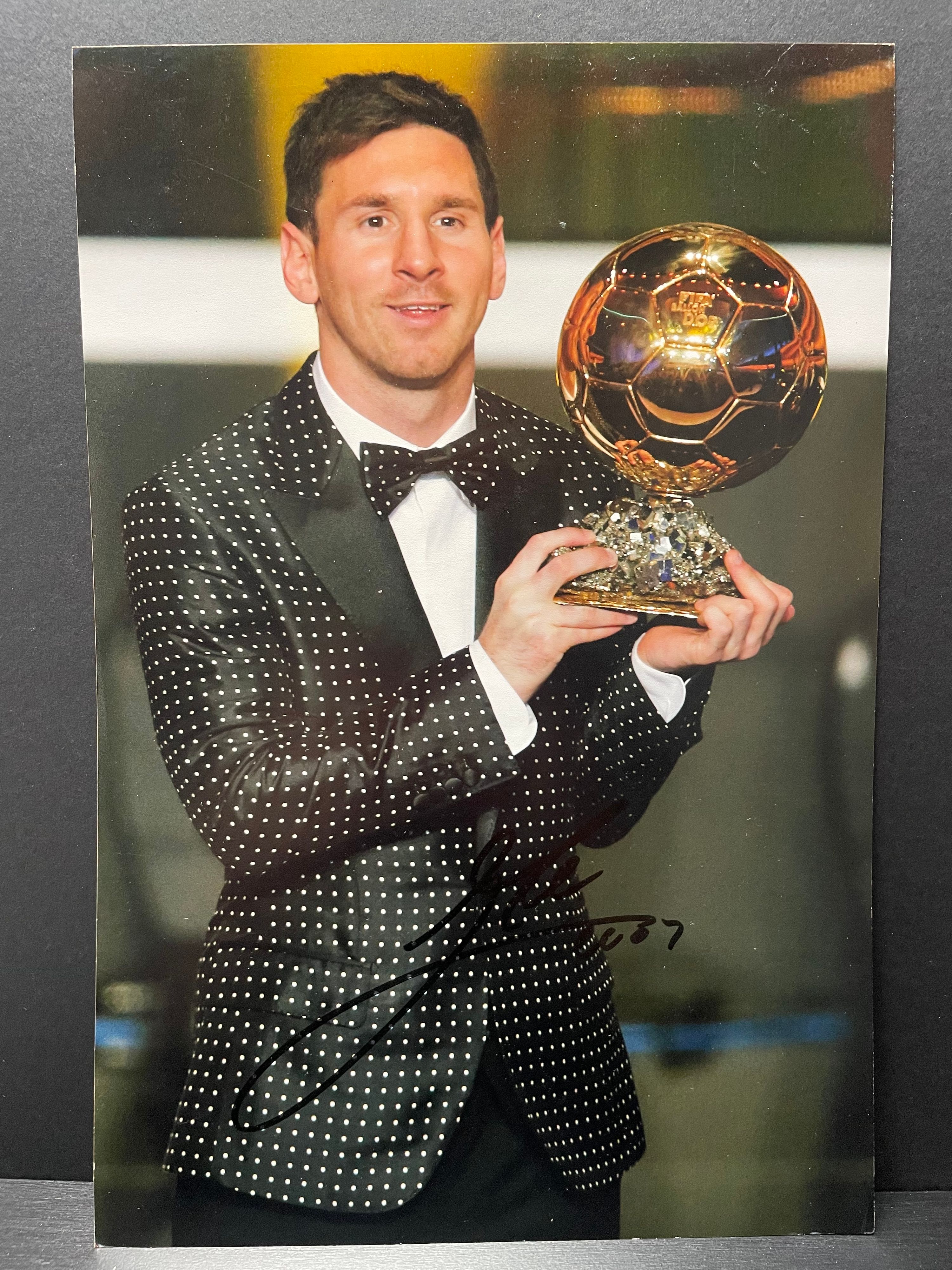 Lionel Messi Signed Ballon d'Or Photograph – With COA