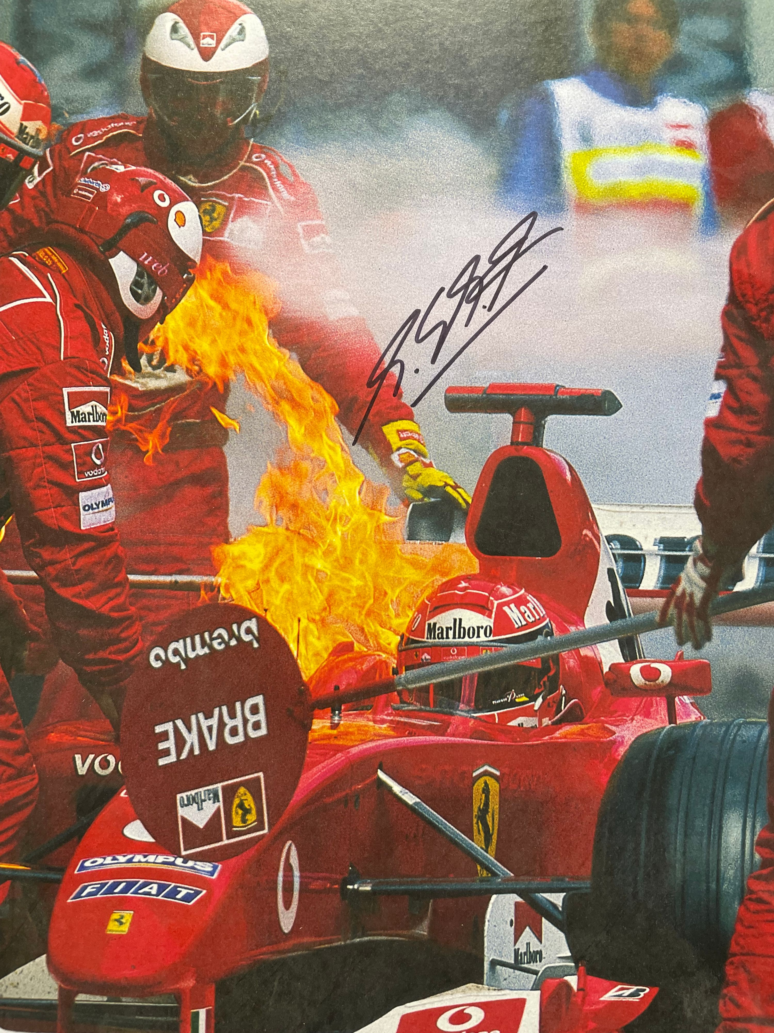 Michael Schumacher Signed Ferrari Pit Stop Photograph (With COA)