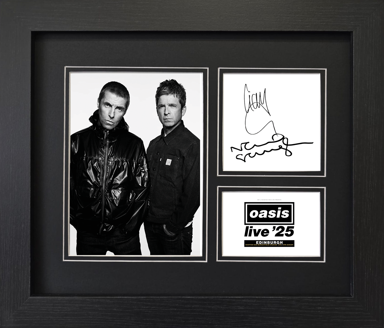 Oasis Live ’25 Edinburgh Liam & Noel Gallagher Framed Reproduction Signature Display