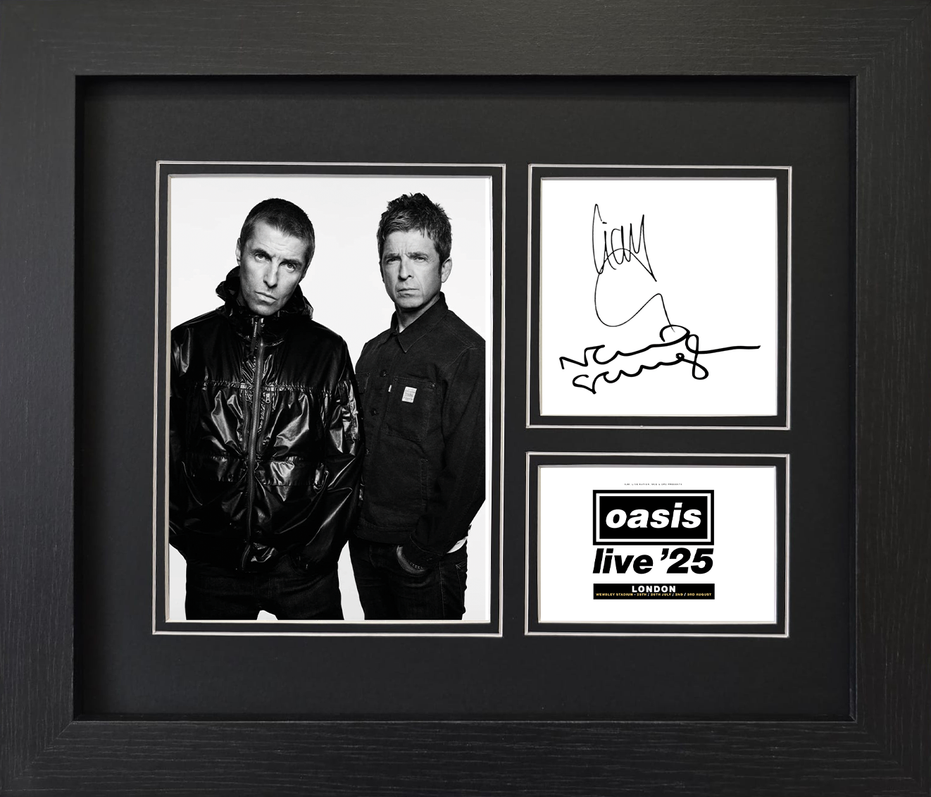 Oasis Live ’25 London Wembley Liam & Noel Gallagher Framed Reproduction Signature Display