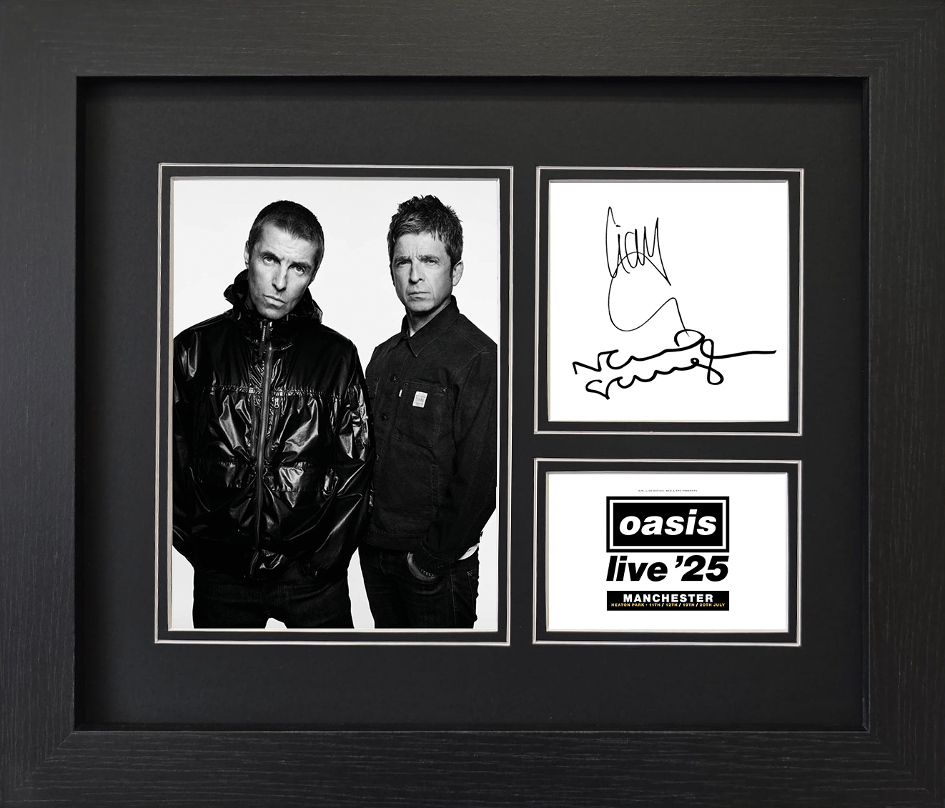 Oasis Live ’25 Manchester Liam & Noel Gallagher Framed Reproduction Signature Display