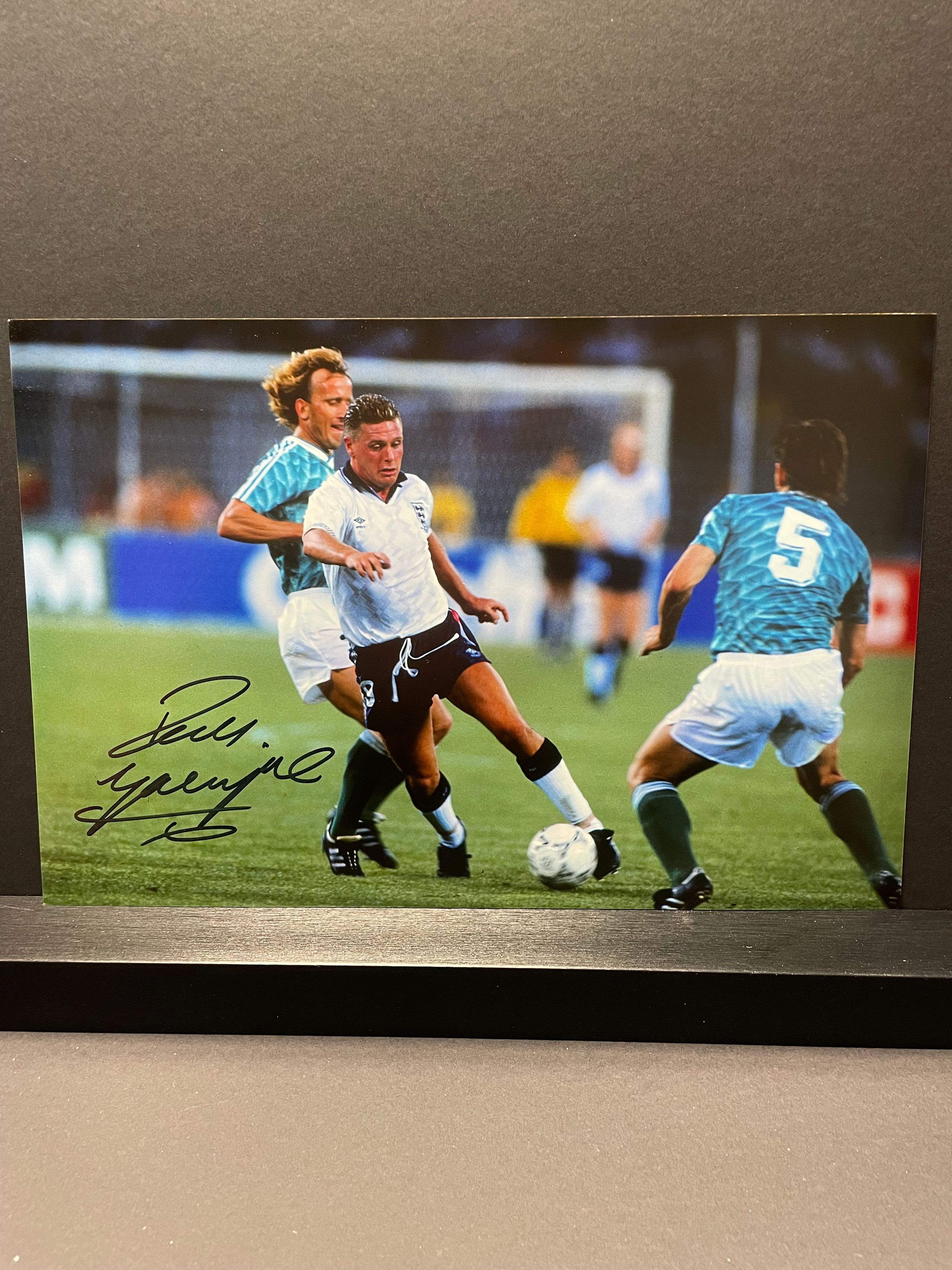 Paul Gascoigne Signed England Italia ’90 Photograph – With COA