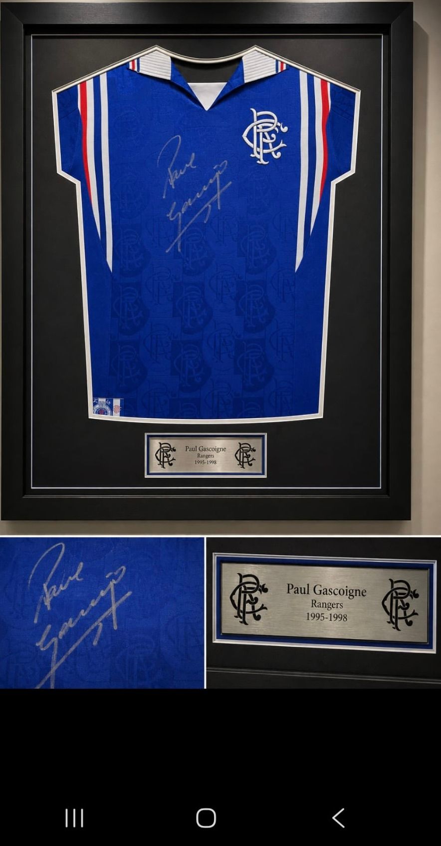 Paul Gascoigne Signed Rangers Shirt – Professionally Framed