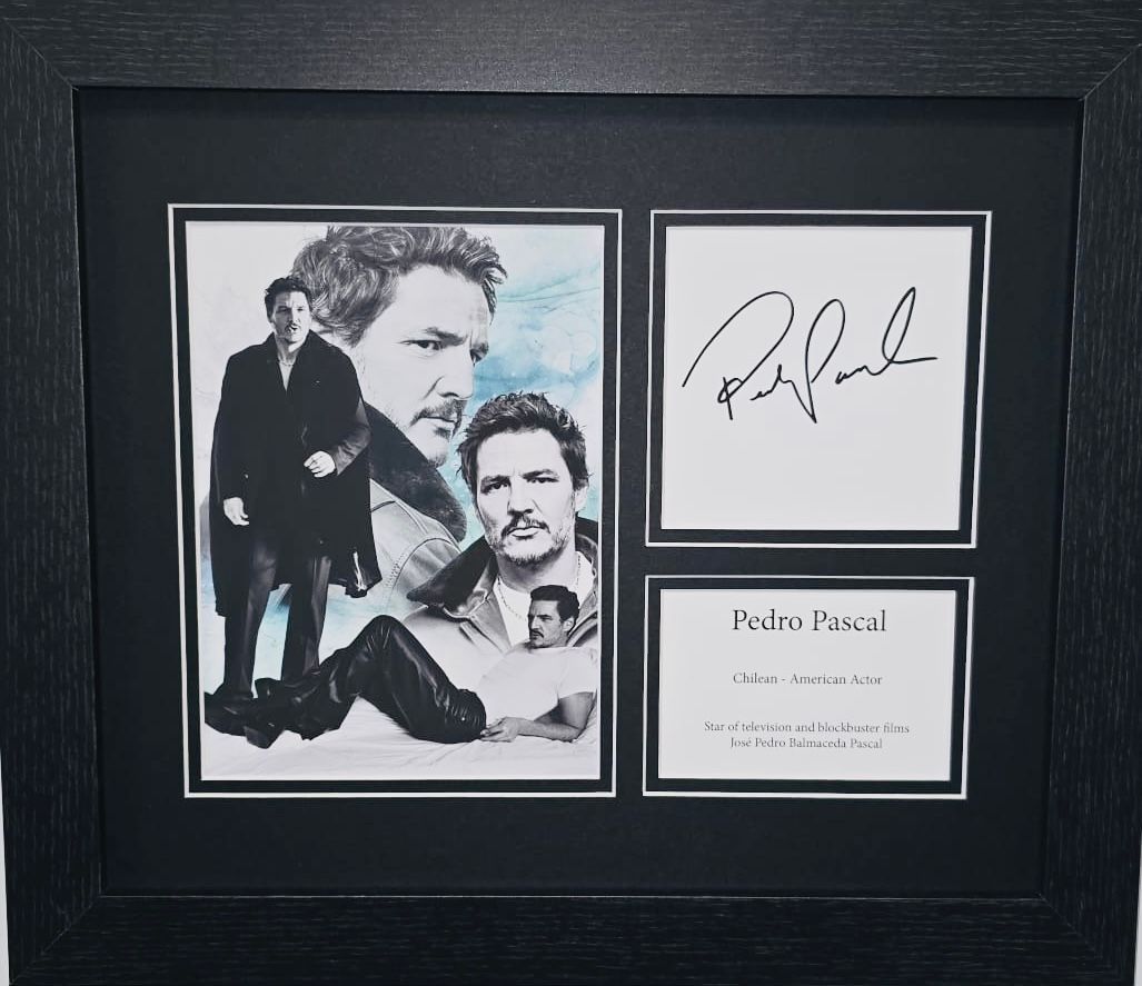 Pedro Pascal Pre-Printed Autograph Framed Display