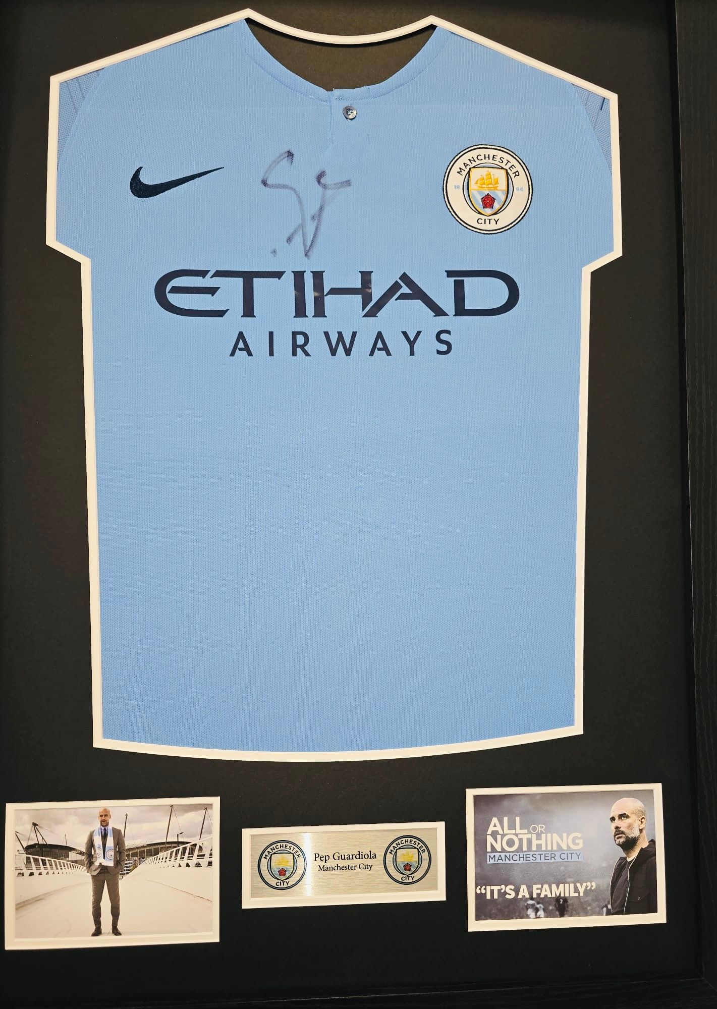 Pep Guardiola Signed Manchester City Shirt – Professionally Framed