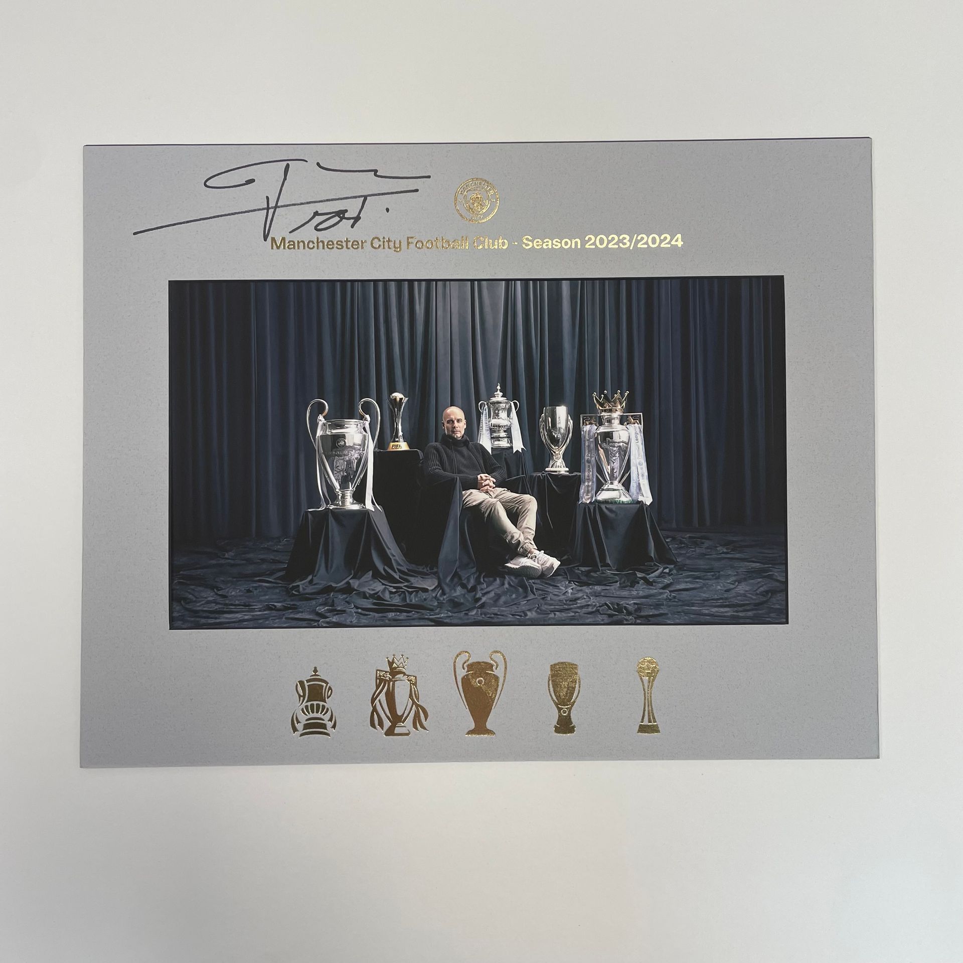 Pep Guardiola Signed Picture (Cream Background)
