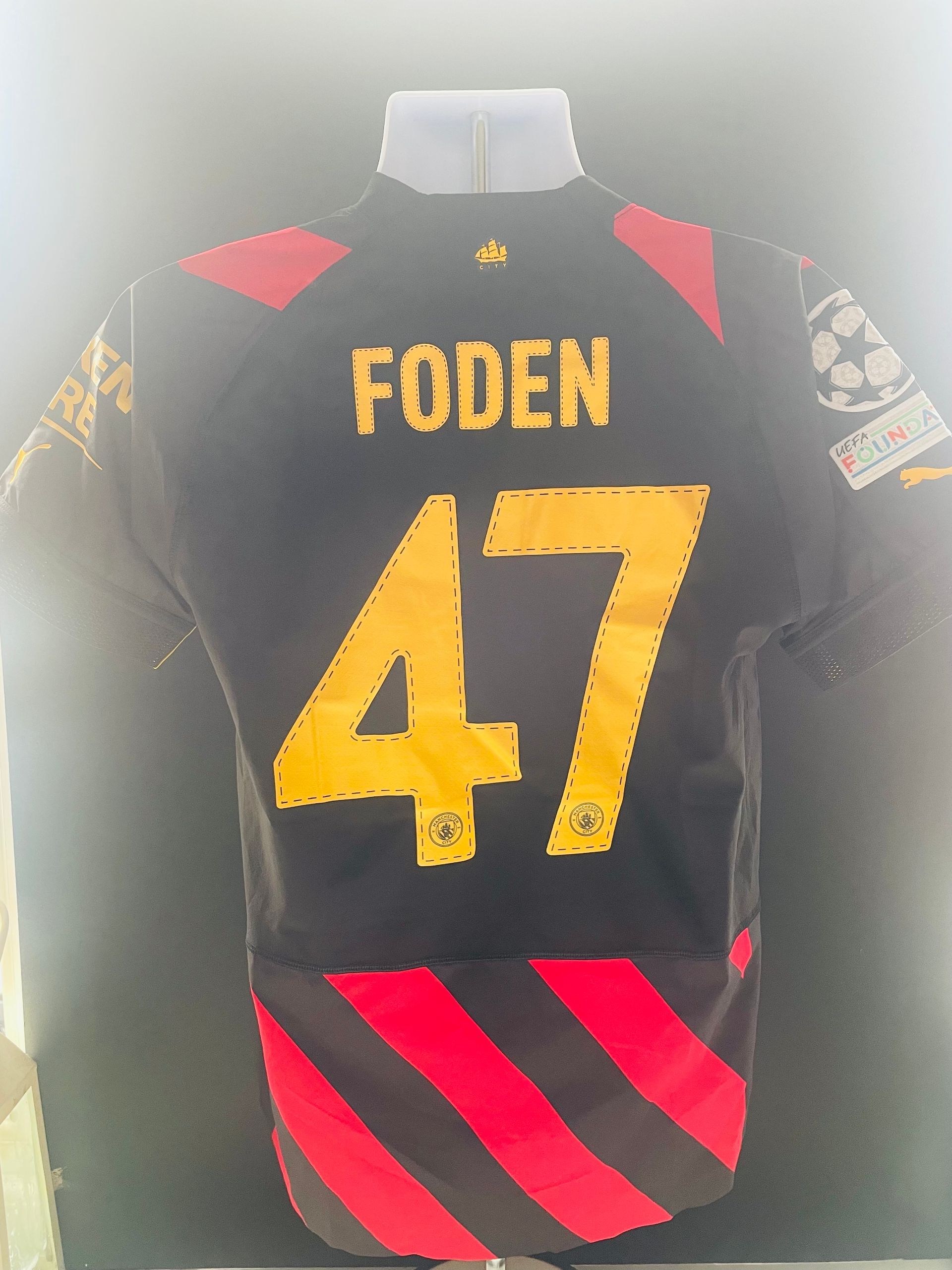 Phil Foden Manchester City 2023-24 Champions League Away Player-Issue Shirt