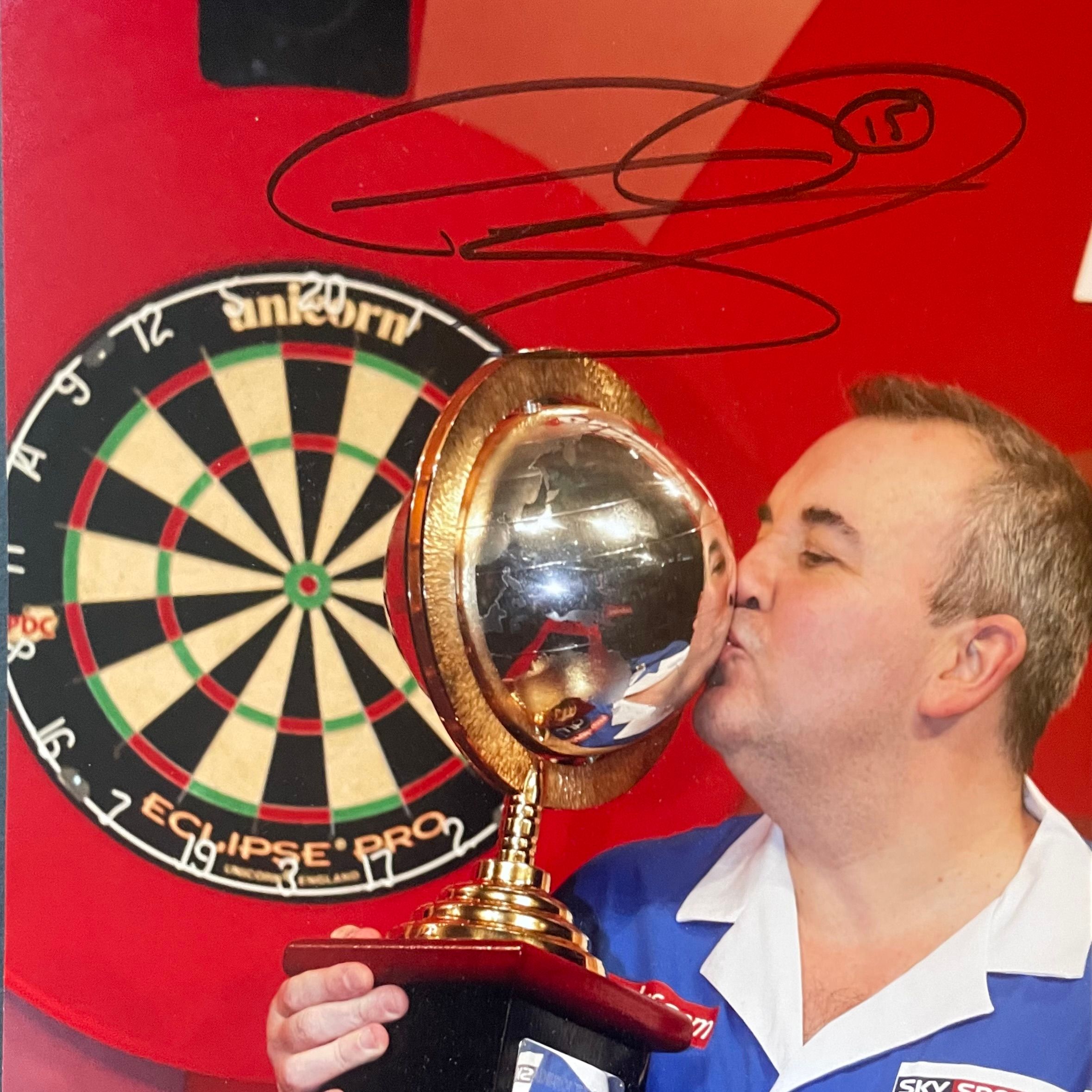 Phil Taylor Signed Darts World Championship Photograph – With COA