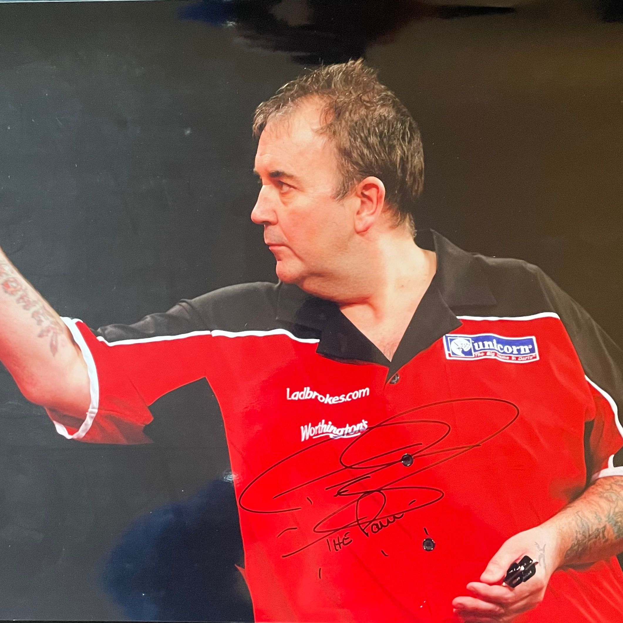 Phil Taylor “The Power” Signed Darts Action Photograph – With COA