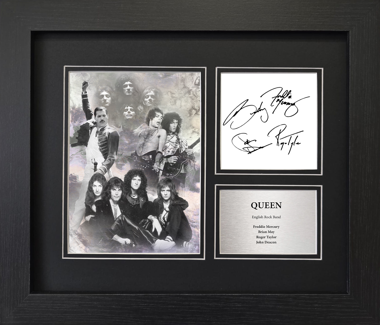 Queen Framed Reproduction Signatures Display – Freddie Mercury & Queen