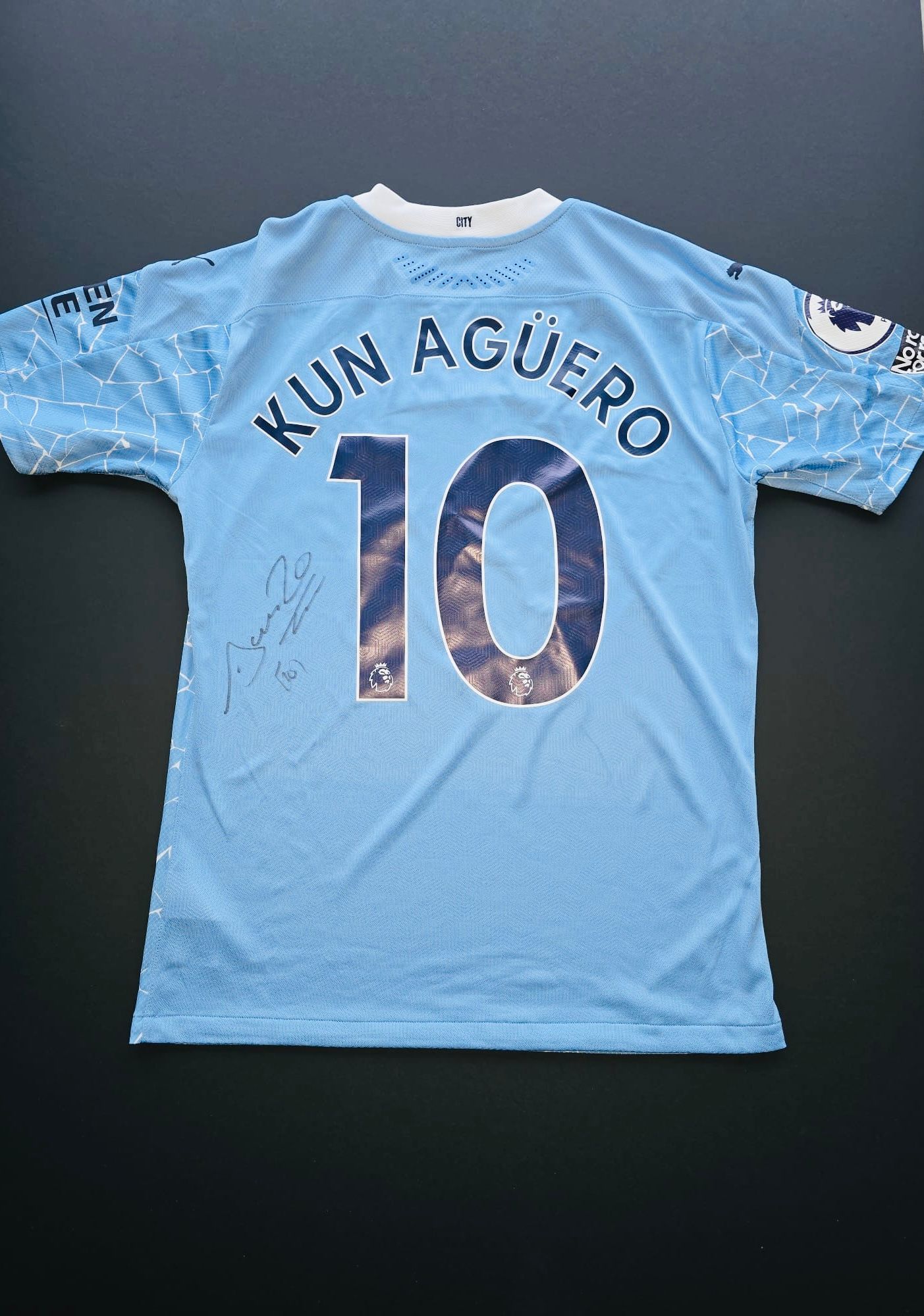 Sergio Aguero Signed Manchester City 2020-21 Premier League Champions Shirt