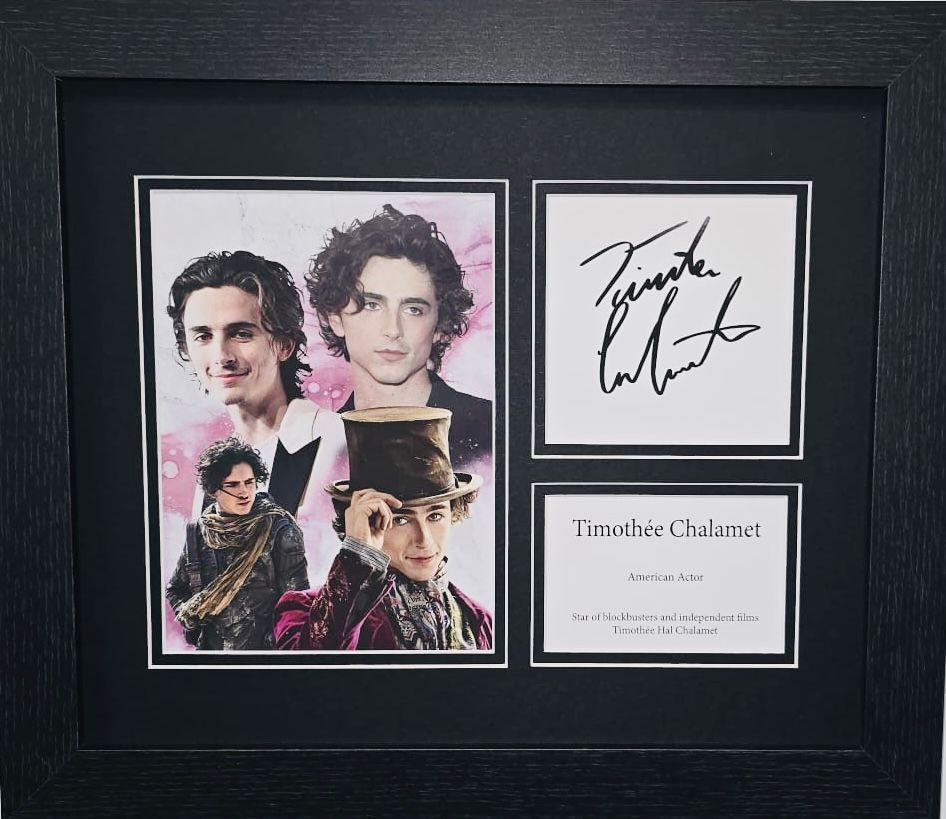 Timothée Chalamet Pre-Printed Autograph Framed Display